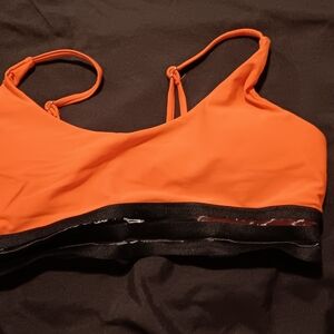 SHEIN Orange and Black Sports Bra with Adjustable Straps